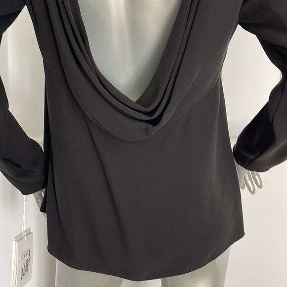 Valentino Black Long Sleeves Blouse Top  Size 10 Cowl And Bow back  Size 10 NWT - Picture 8 of 15